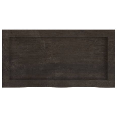 Wastafelblad 60x30x(2-6) cm behandeld massief hout donkerbruin 4