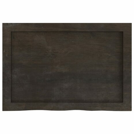 Wastafelblad 60x40x(2-4) cm behandeld massief hout donkerbruin 4