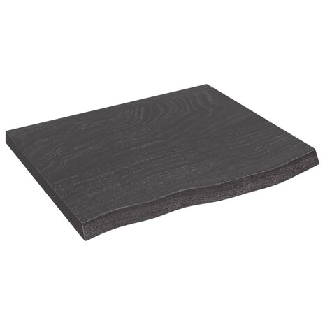 Wastafelblad 60x50x(2-4) cm behandeld massief hout donkerbruin 2