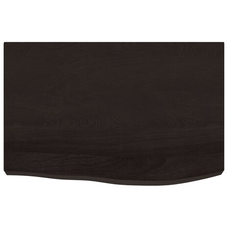 Wastafelblad 60x50x(2-4) cm behandeld massief hout donkerbruin 3