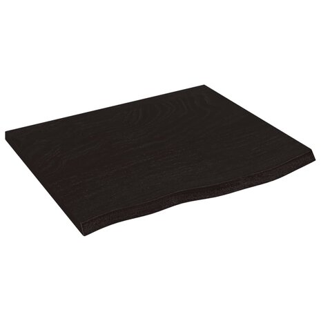Wastafelblad 60x50x(2-6) cm behandeld massief hout donkerbruin 2