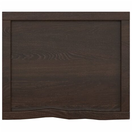 Wastafelblad 60x50x(2-6) cm behandeld massief hout donkerbruin 4