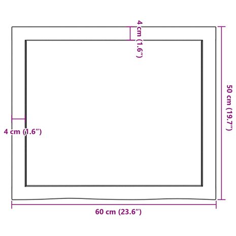 Wastafelblad 60x50x(2-6) cm behandeld massief hout donkerbruin 9