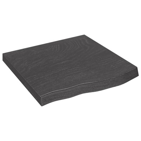 Wastafelblad 60x60x(2-6) cm behandeld massief hout donkerbruin 2