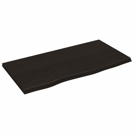 Wastafelblad 80x40x2 cm behandeld massief hout donkerbruin 2
