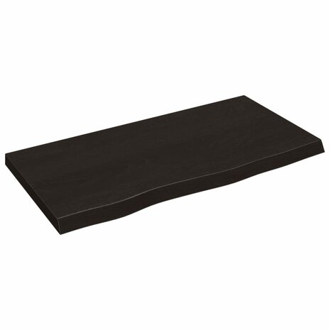Wastafelblad 80x40x(2-4) cm behandeld massief hout donkerbruin 2