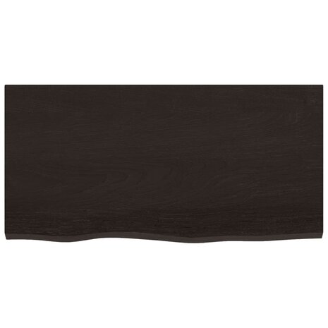 Wastafelblad 80x40x(2-4) cm behandeld massief hout donkerbruin 3