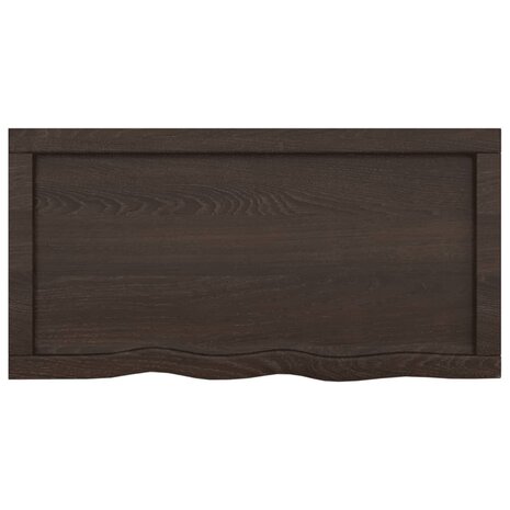 Wastafelblad 80x40x(2-4) cm behandeld massief hout donkerbruin 4