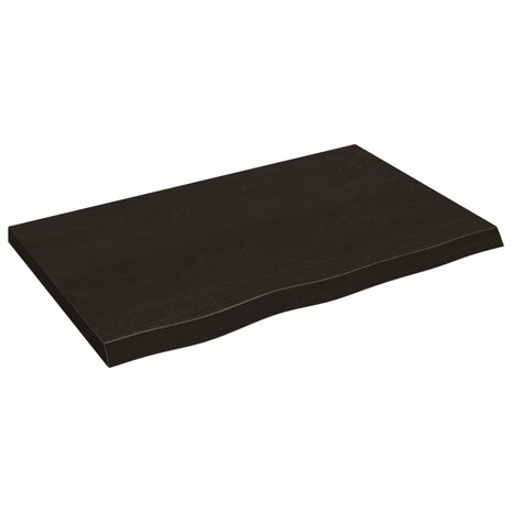 Wastafelblad 80x50x(2-4) cm behandeld massief hout donkerbruin 2