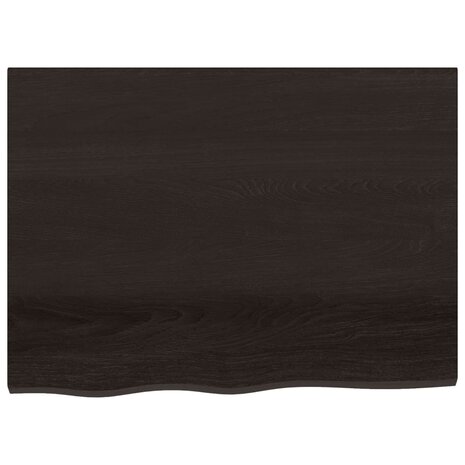 Wastafelblad 80x60x(2-4) cm behandeld massief hout donkerbruin 3