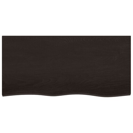 Wastafelblad 100x50x2 cm behandeld massief hout donkerbruin 3