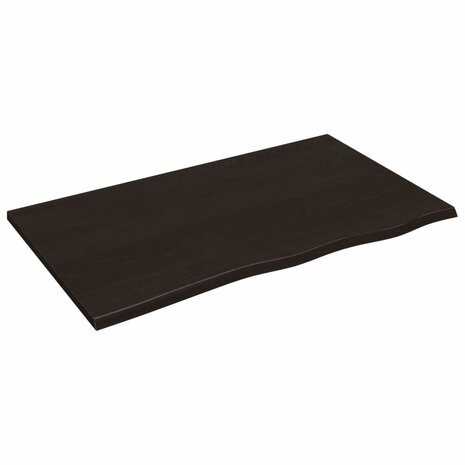 Wastafelblad 100x60x2 cm behandeld massief hout donkerbruin 2