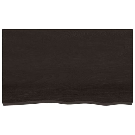 Wastafelblad 100x60x2 cm behandeld massief hout donkerbruin 3