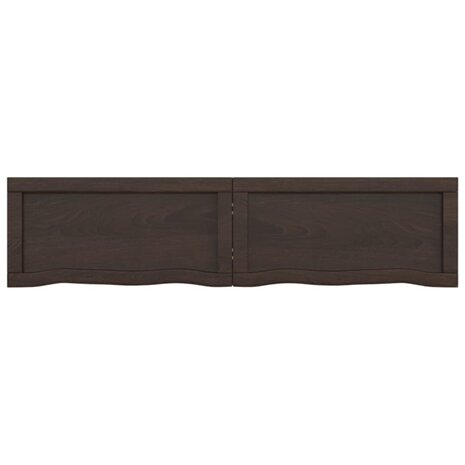 Wastafelblad 120x30x(2-6) cm behandeld massief hout donkerbruin 4