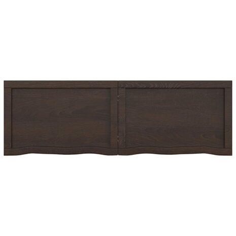 Wastafelblad 120x40x(2-4) cm behandeld massief hout donkerbruin 4