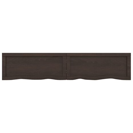 Wastafelblad 140x30x(2-4) cm behandeld massief hout donkerbruin 4