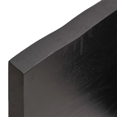 Wastafelblad 140x30x(2-4) cm behandeld massief hout donkerbruin 8