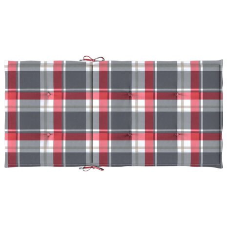 Tuinstoelkussens 2 st 100x50x3 cm oxford stof ruitpatroon rood 6
