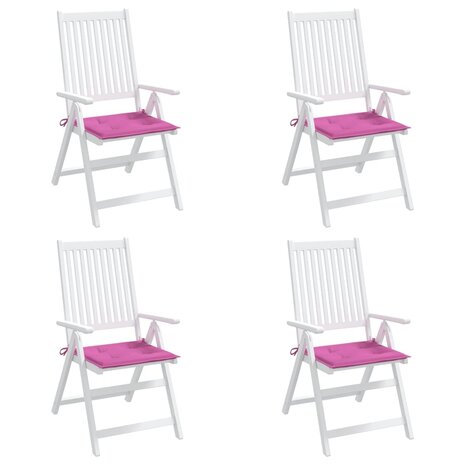 Tuinstoelkussens 4 st 40x40x3 cm stof roze 3
