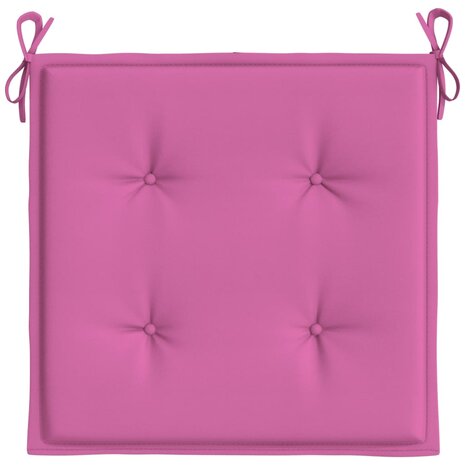 Tuinstoelkussens 4 st 40x40x3 cm stof roze 5