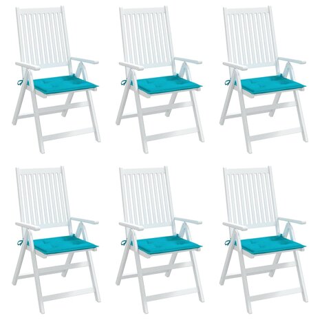 Tuinstoelkussens 6 st 40x40x3 cm stof turquoise 3