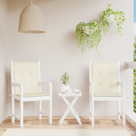 Tuinstoelkussen lage rug 2 st 100x50x3 cm oxford stof crème 1