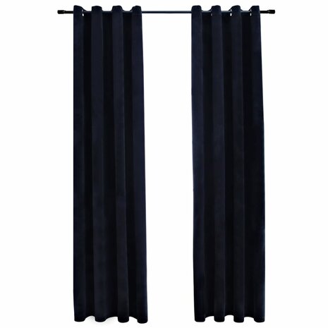 Gordijn verduisterend met ringen 2 st 140x225 cm fluweel zwart 2