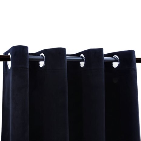 Gordijn verduisterend met ringen 2 st 140x225 cm fluweel zwart 3