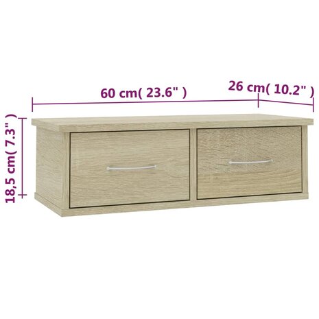 Wandschap met lades 60x26x18,5 cm bewerkt hout sonoma eiken 7
