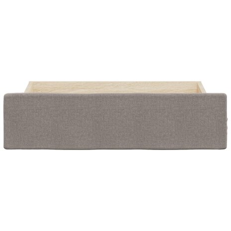 Bedlades 2 st bewerkt hout en stof taupe 4