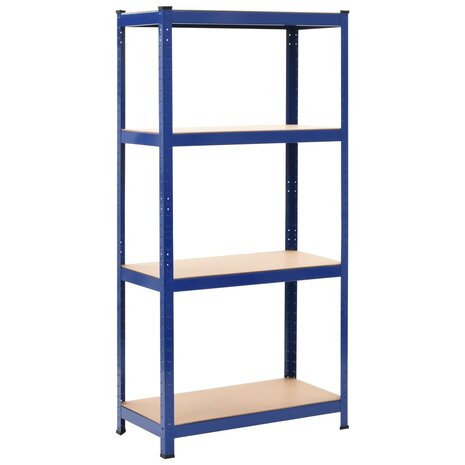 Opbergrek 4-laags staal en bewerkt hout blauw 1