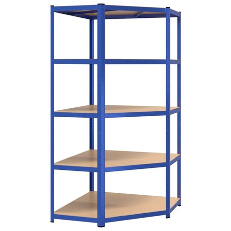 Hoekrek 5-laags staal en bewerkt hout blauw 2
