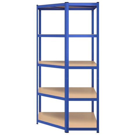 Hoekrek 5-laags staal en bewerkt hout blauw 5