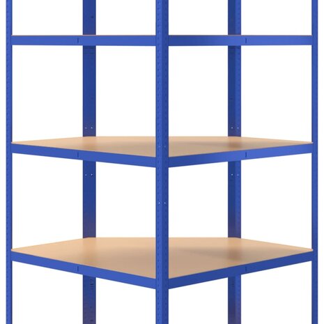 Hoekrek 5-laags staal en bewerkt hout blauw 8