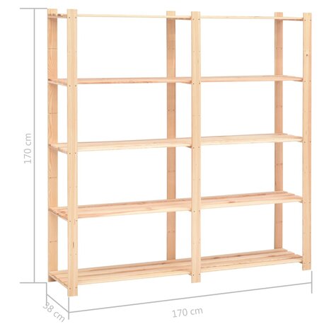 Opbergrek 5-laags 170x38x170 cm massief grenenhout 500 kg 7