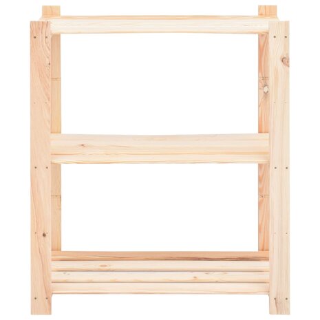 Opbergrekken 3-laags 2 st 80x38x90 cm massief grenenhout 150 kg 4