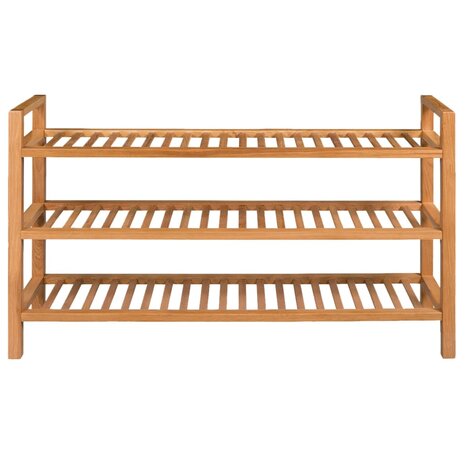 Schoenenrek met 3 schappen 100x27x60 cm massief eikenhout 2