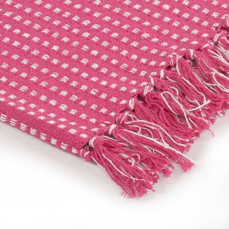 Plaid vierkantjes 160x210 cm katoen roze 4