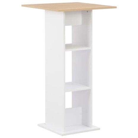 Bartafel 60x60x110 cm wit en sonoma eikenkleurig 1