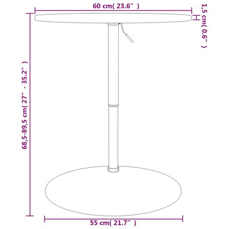Bartafel Ø 60x89,5 cm massief beukenhout 12