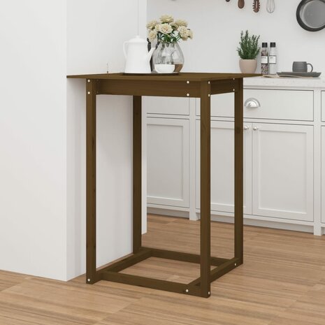 Bartafel 80x80x110 cm massief grenenhout honingbruin 1