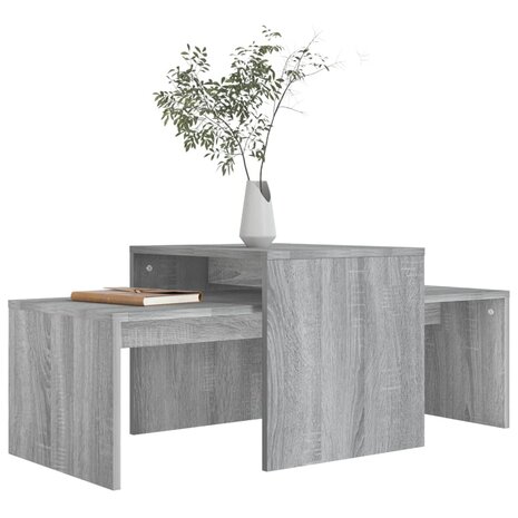 Salontafelset 100x48x40 cm bewerkt hout grijs sonoma eikenkleur 3