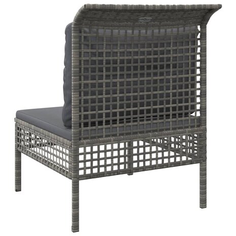 Tuinmiddenbank met kussens poly rattan grijs 6