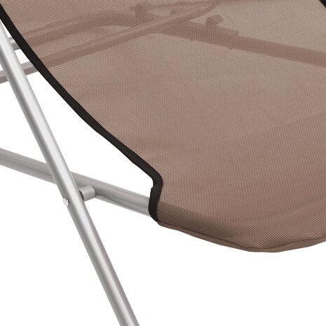 Strandstoelen 2 st textileen en gepoedercoat staal bruin 10