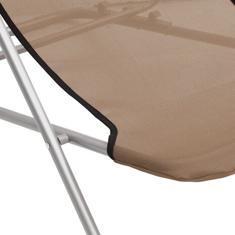Strandstoelen 2 st textileen en gepoedercoat staal taupe 10