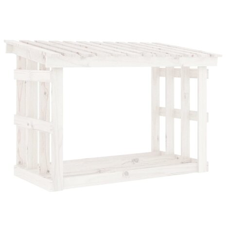 Haardhoutrek 108x64,5x77 cm massief grenenhout wit 2
