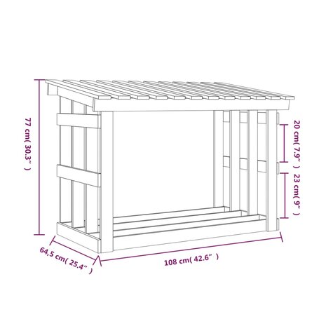 Haardhoutrek 108x64,5x77 cm massief grenenhout grijs 8
