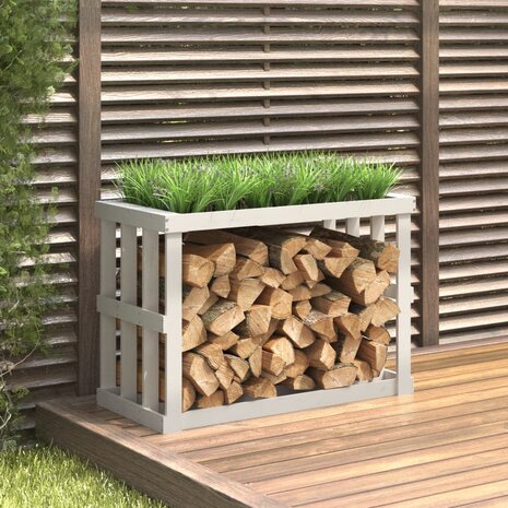 Houtblokhouder 108x52x74 cm massief grenenhout wit 1