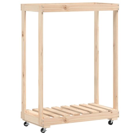 Houtblokhouder met wielen 76,5x40x108 cm massief grenenhout 2