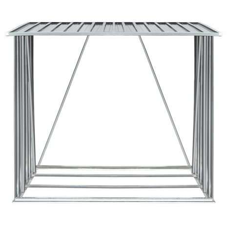 Haardhoutschuur 163x83x154 cm gegalvaniseerd staal grijs 3